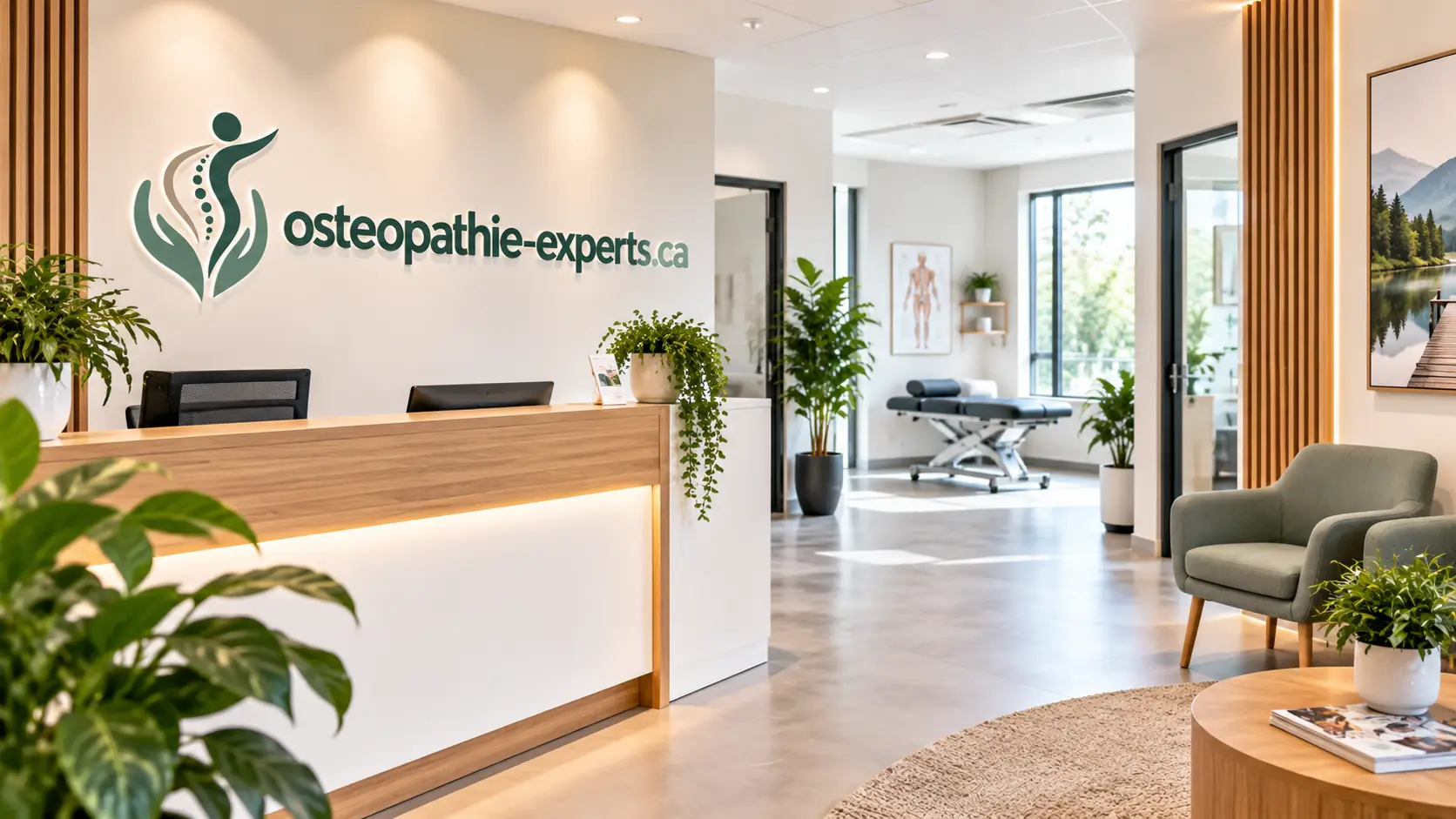 Aire d'accueil d'une clinique d'ostéopathie